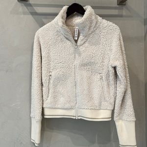 Athleta cropped teddy quarter zip sweatshirt